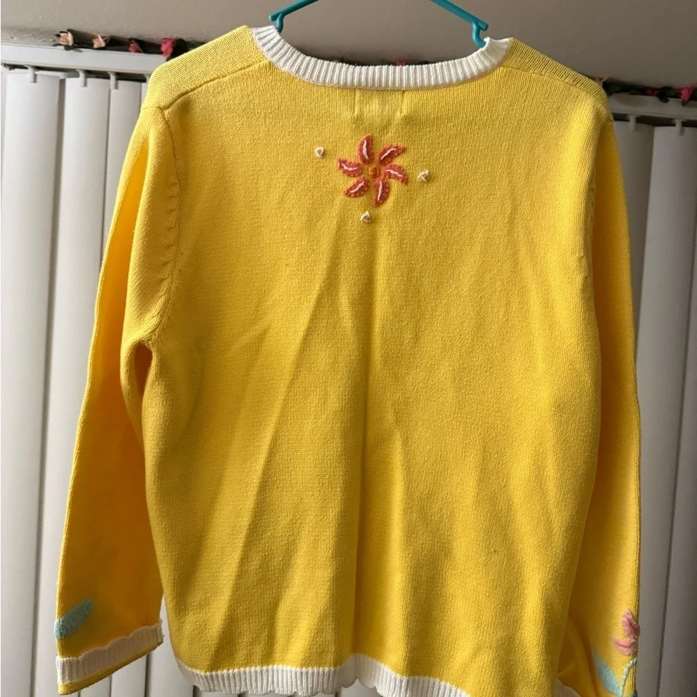 VTG Breckenridge Sz Petite Large Cardigan Button Up Knit Embroidered Floral